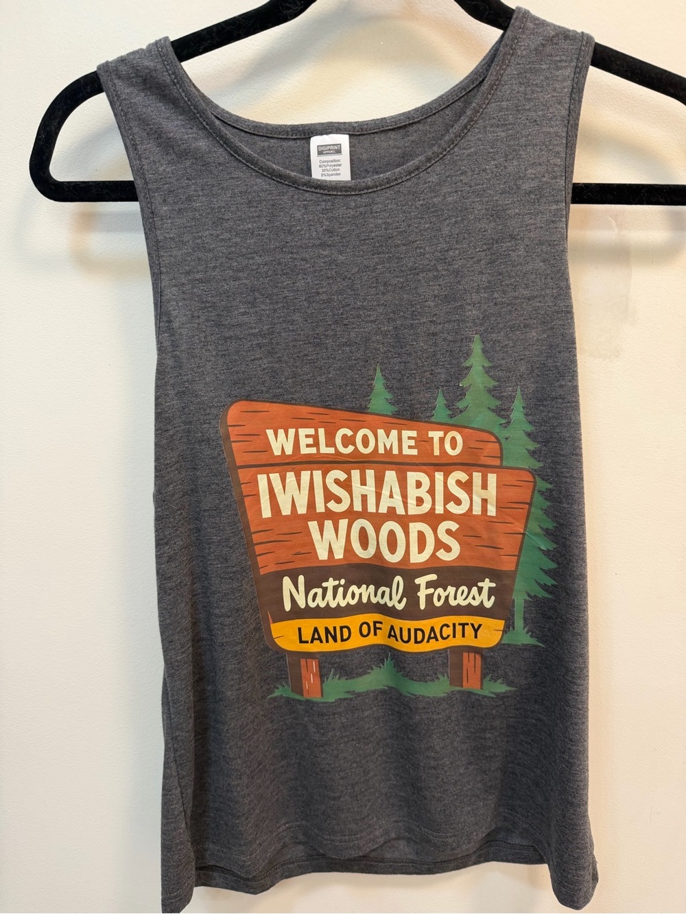 Iwishabish Woods National Forest Gray Graphic Tank Top